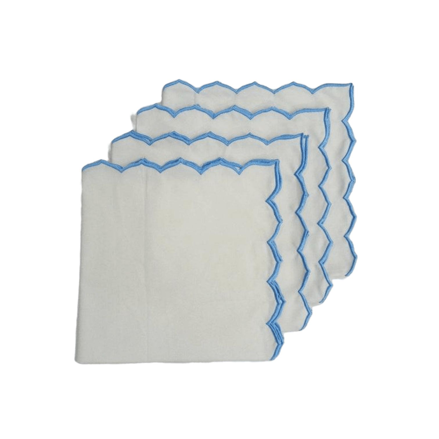 Edgy Scallop Trim White Cotton Napkins