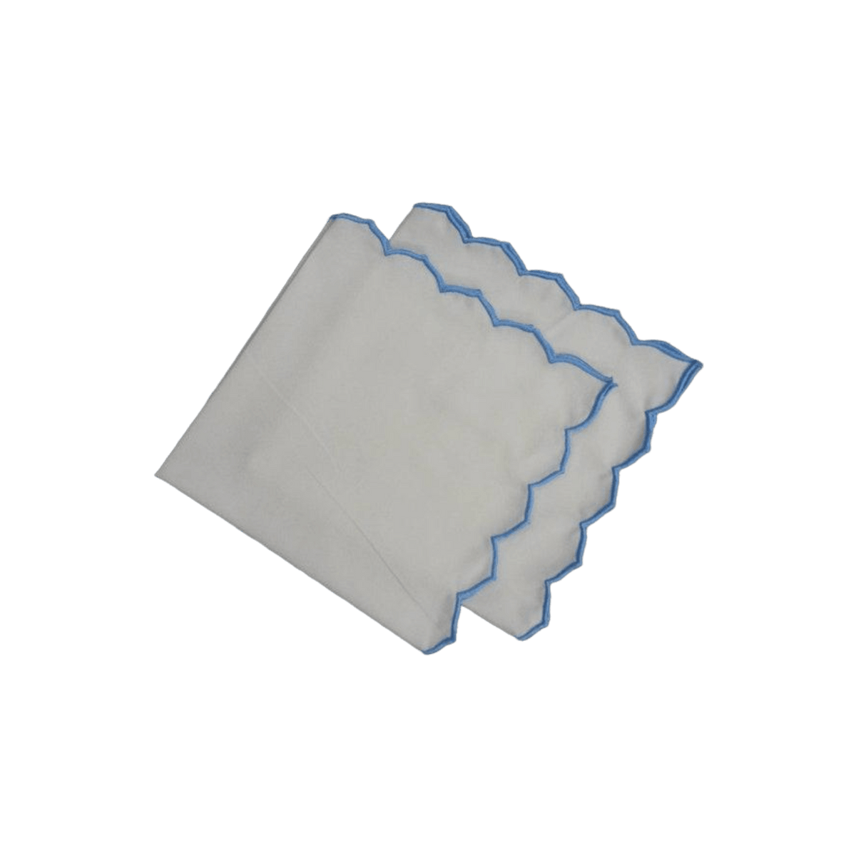 Edgy Scallop Trim White Cotton Napkins