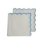 Edgy Scallop Trim White Cotton Napkins