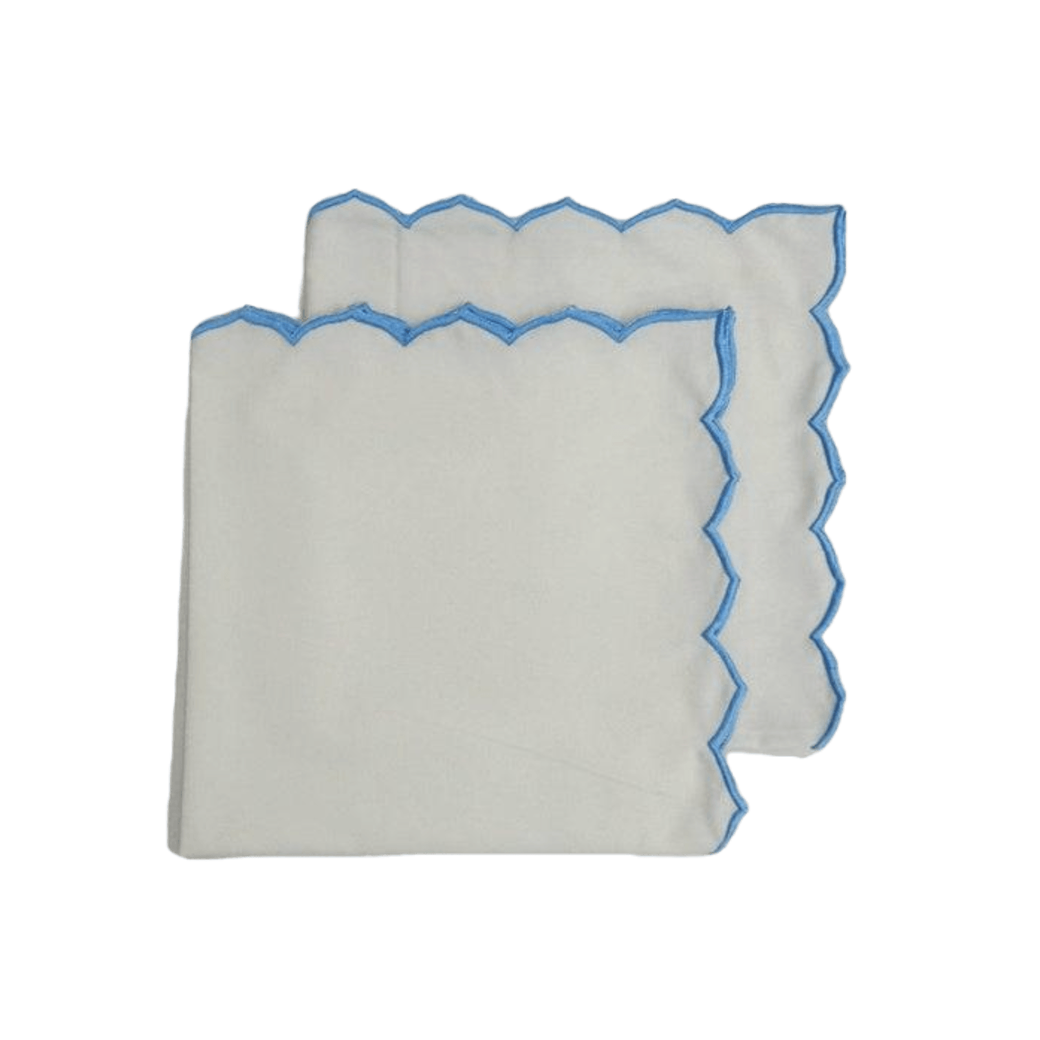 Edgy Scallop Trim White Cotton Napkins