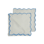 Edgy Scallop Trim White Cotton Napkins