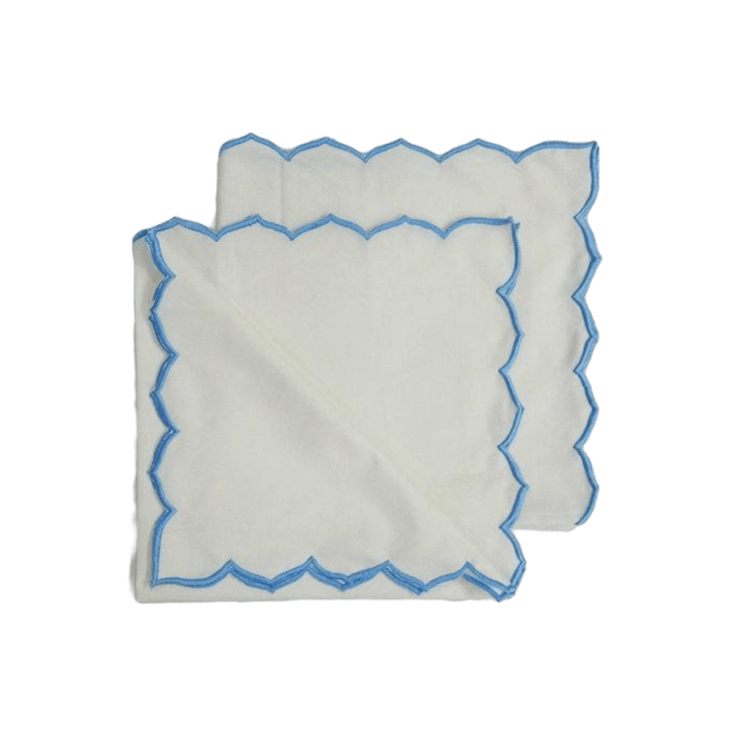 Edgy Scallop Trim White Cotton Napkins