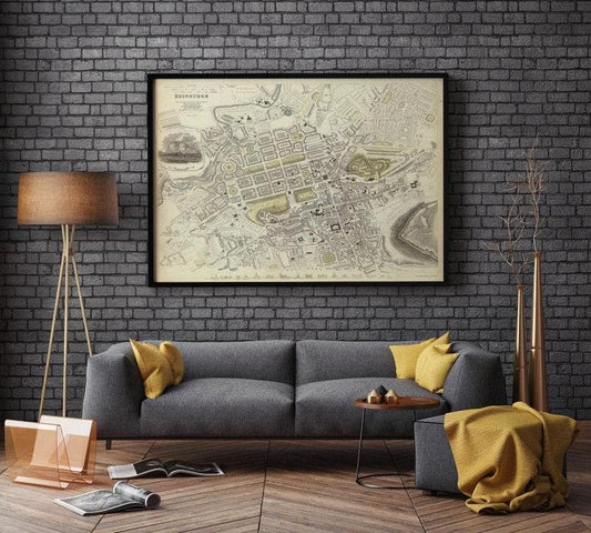 Edinburgh City Map Wall Print| Framed Map Wall Decor - MAIA HOMES