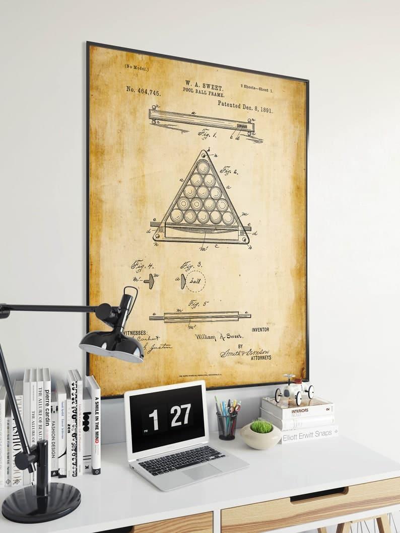 Eight Ball Pool Patent Print| Framed Art Print