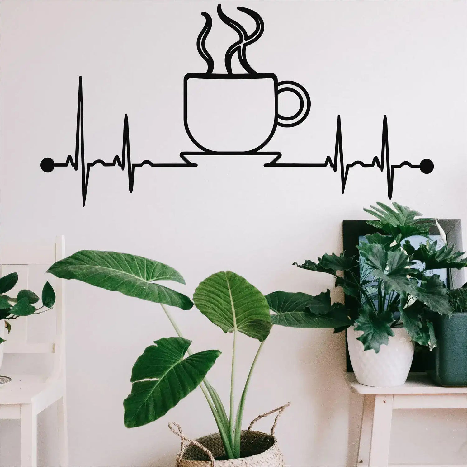Ekg Coffee Mug Metal Wall Hanging Decor