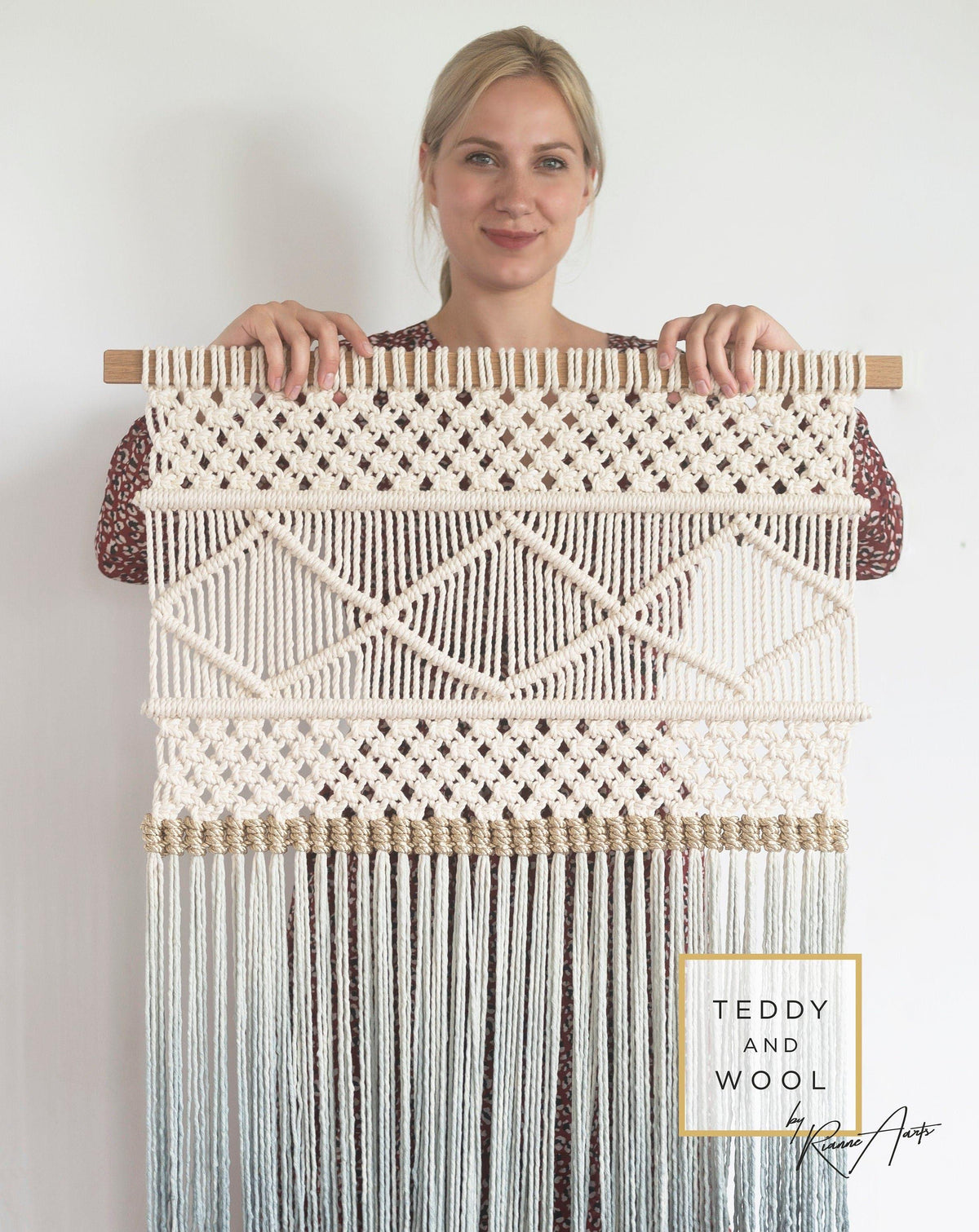 Elegant Macrame Wall Hanging with golden details - ATHENA