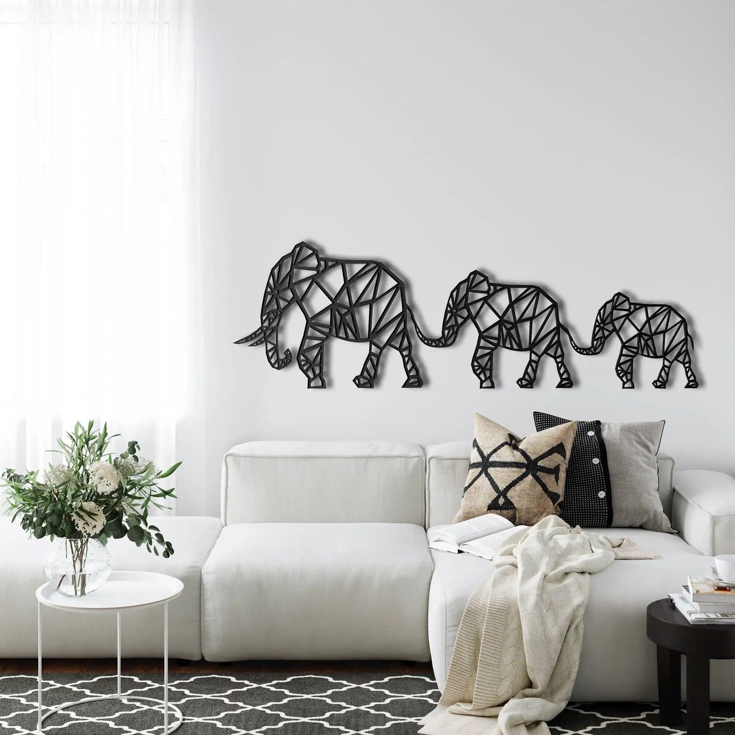 Elephant Family Metal Wall Hanging Decor