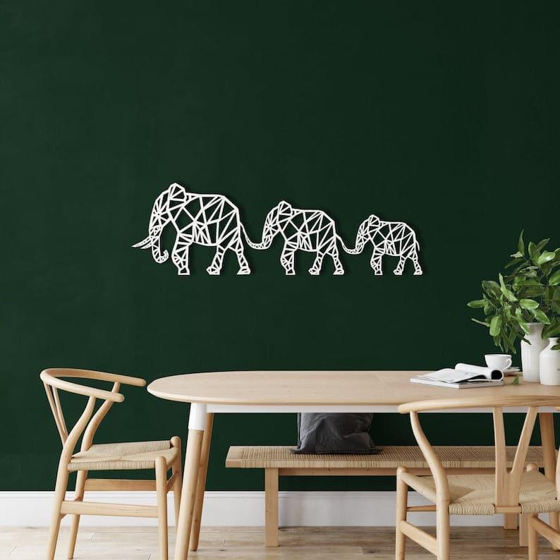 Elephant Family Metal Wall Hanging Decor - MAIA HOMES