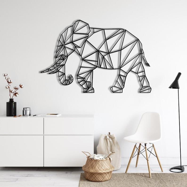 Elephant Shaped Metal Wall Hanging Decor - MAIA HOMES