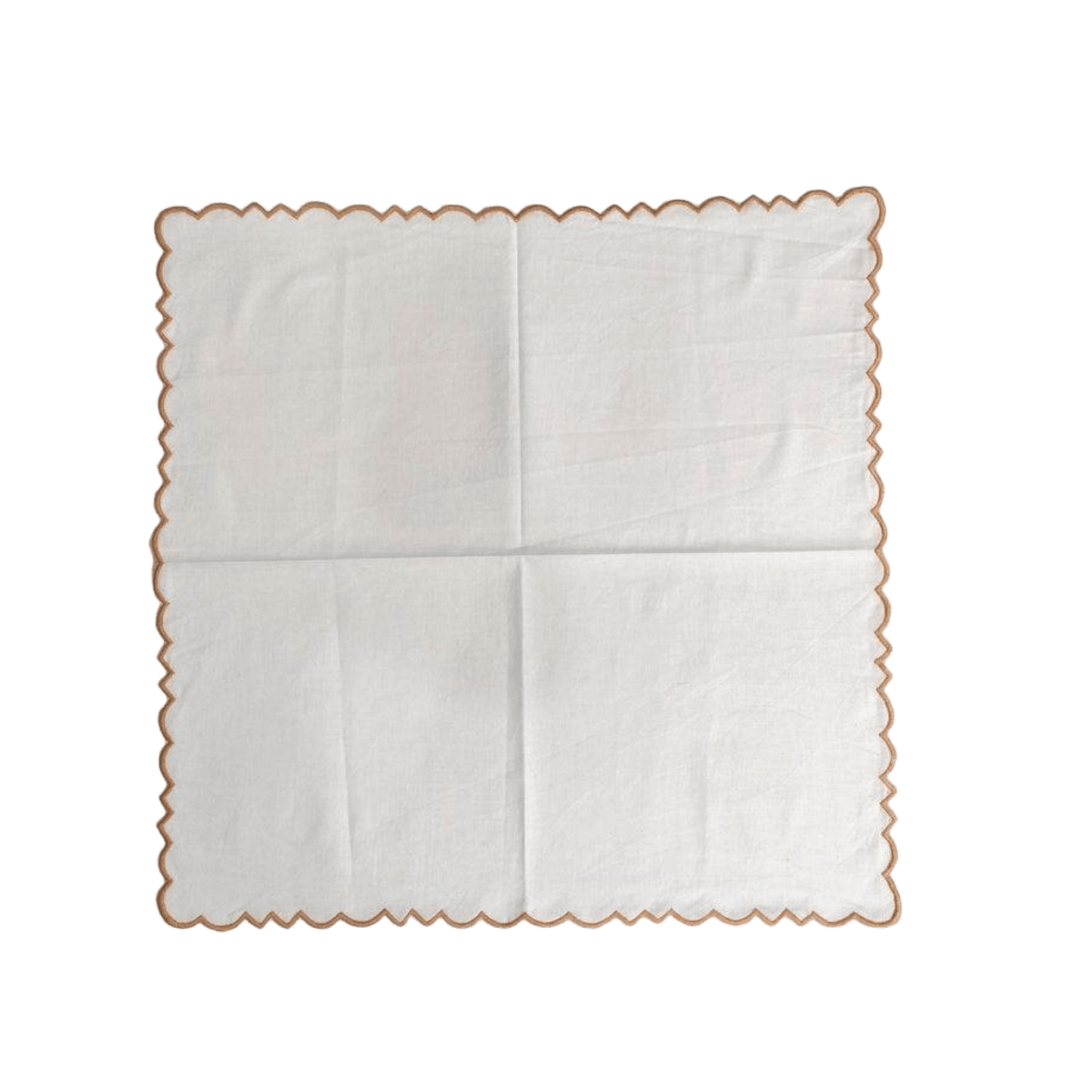 Embroidered Border White Cotton Napkins Gold