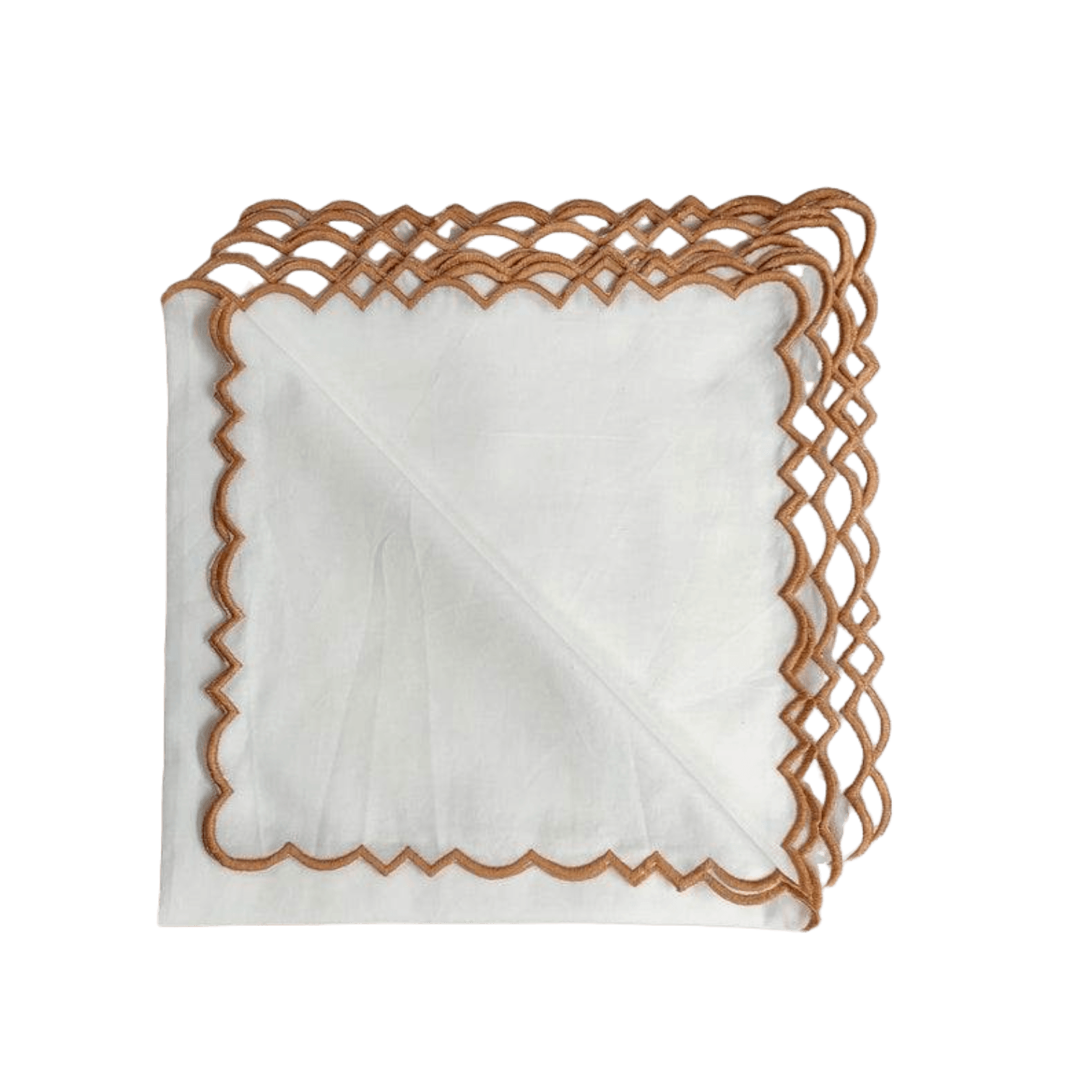 Embroidered Border White Cotton Napkins