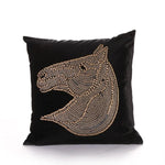 Embroidered Horse Velvet Throw Pillow Cover Velvet Black