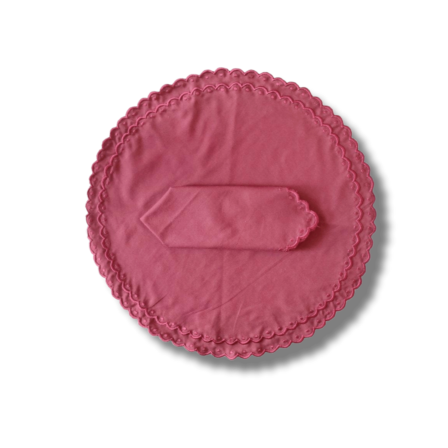 Embroidered Scalloped Round Biodegradable Napkins - MAIA HOMES
