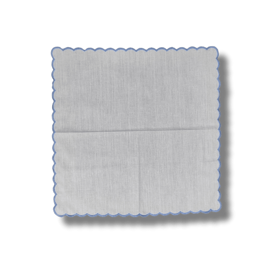 Embroidered Trim White Linen Napkins - MAIA HOMES