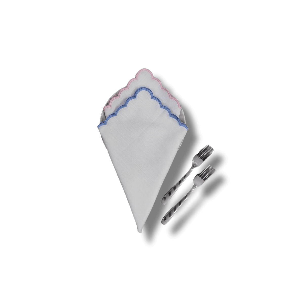 Embroidered Trim White Linen Napkins