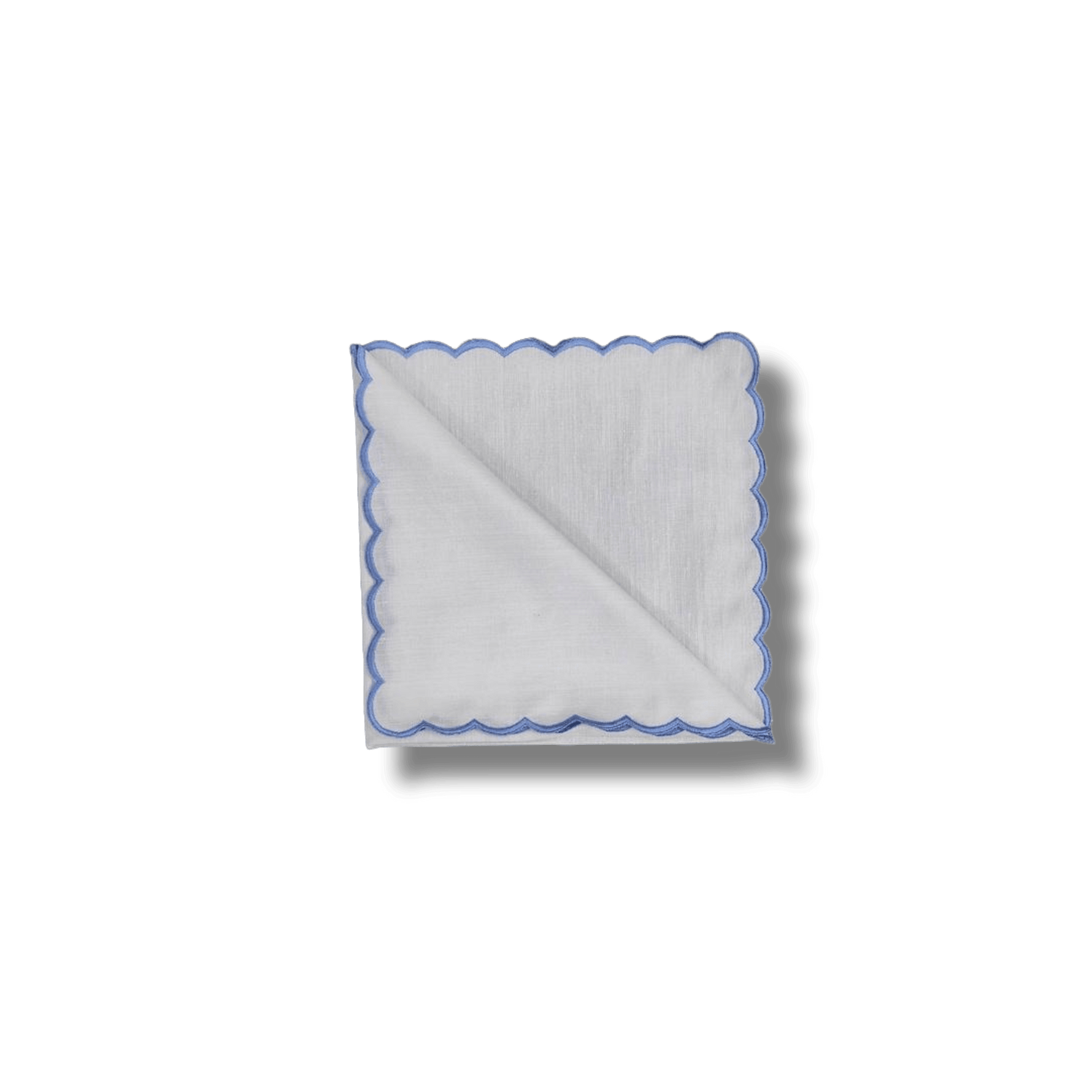 Embroidered Trim White Linen Napkins