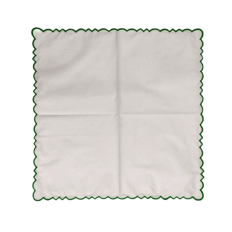 Embroidered Trim White Square Cotton Napkins