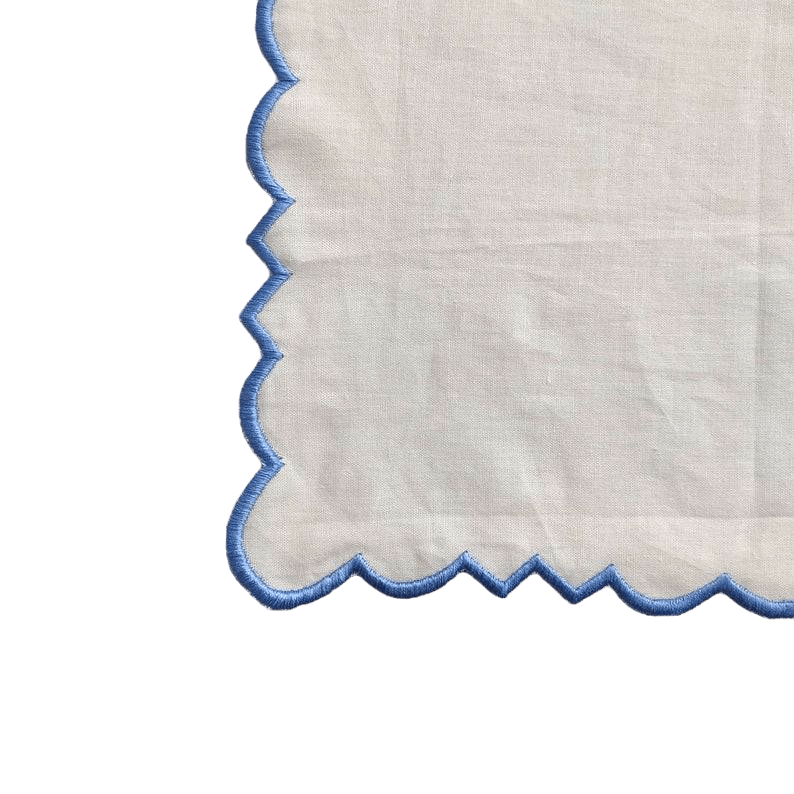 Embroidered Trim White Square Cotton Napkins