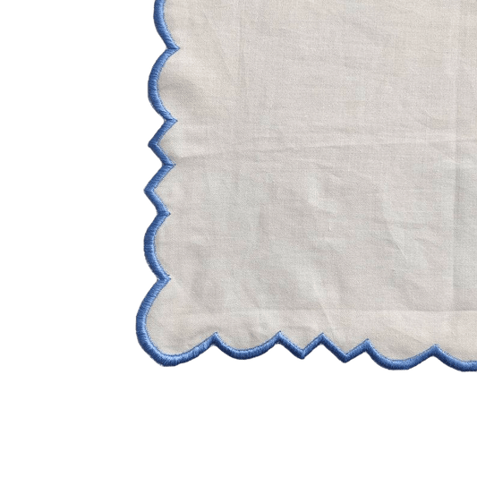 Embroidered Trim White Square Cotton Napkins