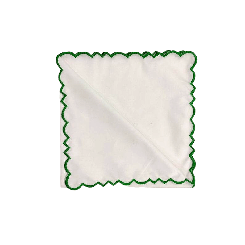 Embroidered Trim White Square Cotton Napkins