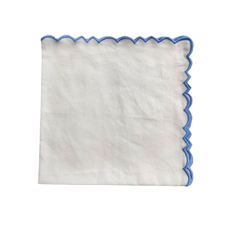 Embroidered Trim White Square Cotton Napkins - MAIA HOMES