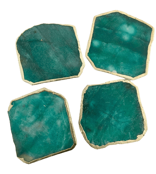 Emerald Green Agate Aventurine Coaster Set of 4 - MAIA HOMES