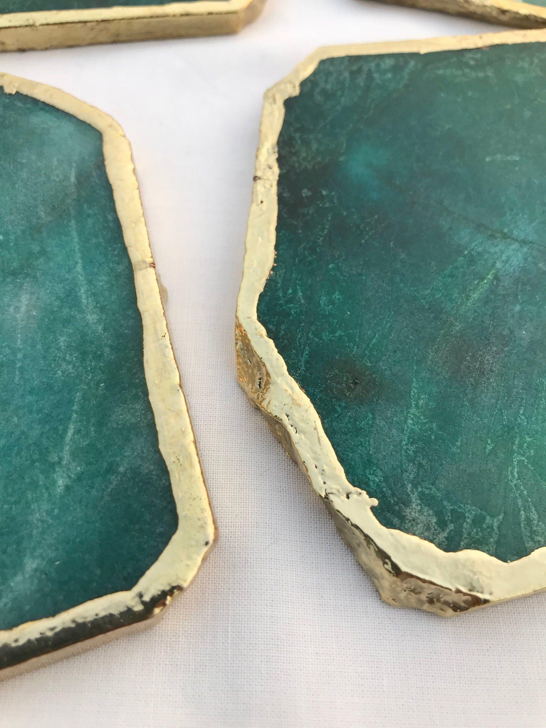 Emerald Green Agate Aventurine Coaster Set of 4