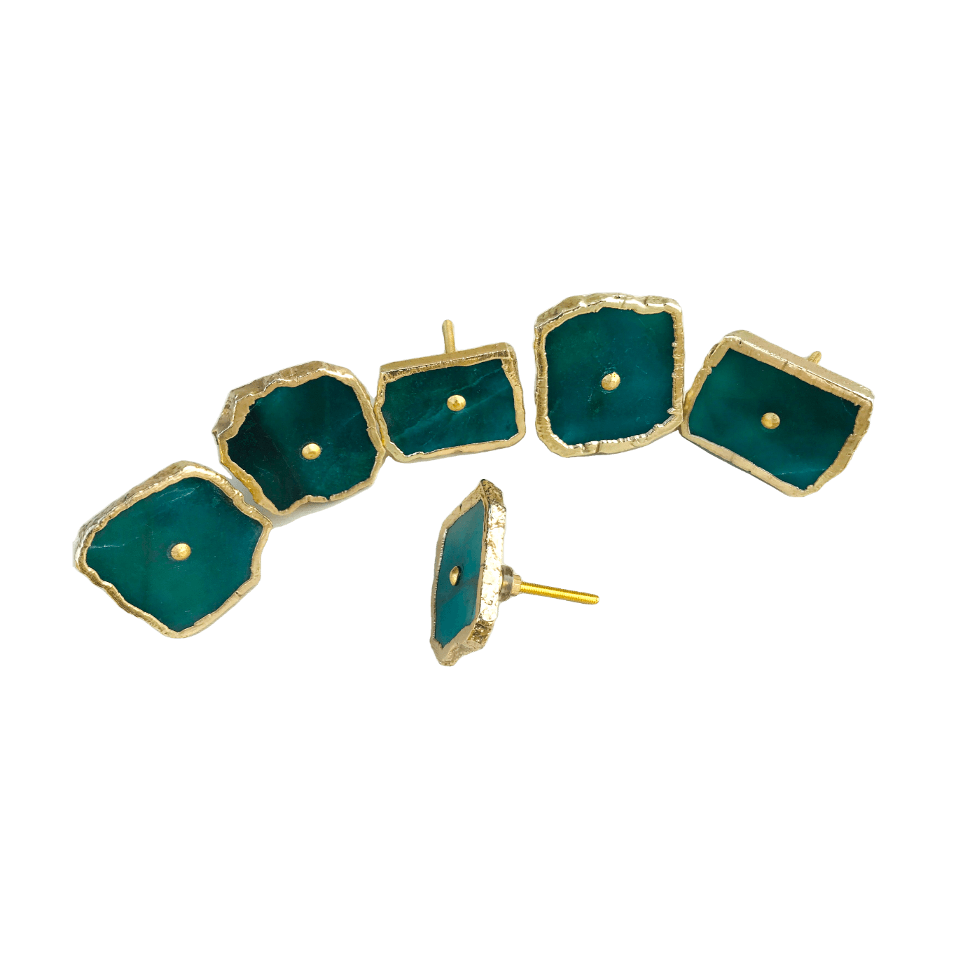 Emerald Green Agate Cabinet Door Pull Handle - Set of 6