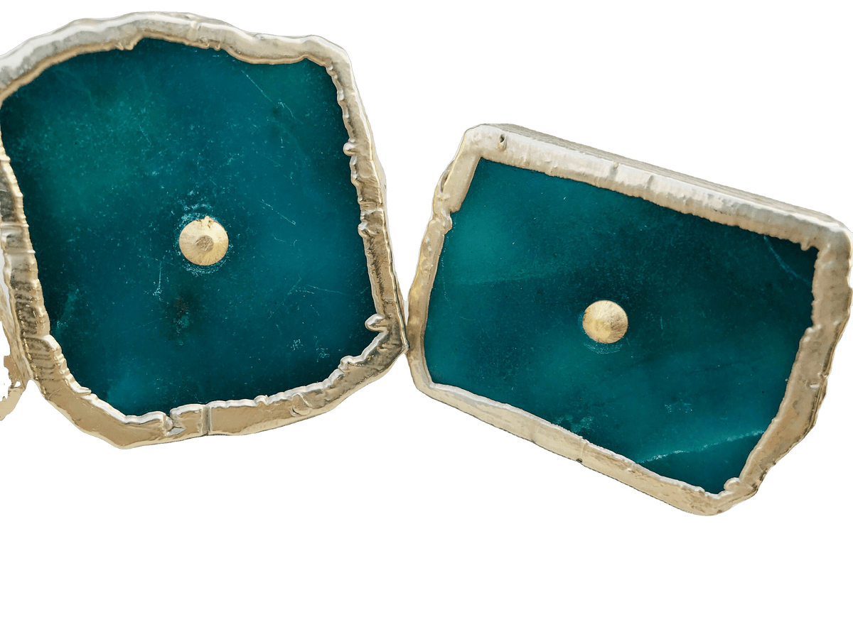 Emerald Green Agate Cabinet Door Pull Handle - Set of 6