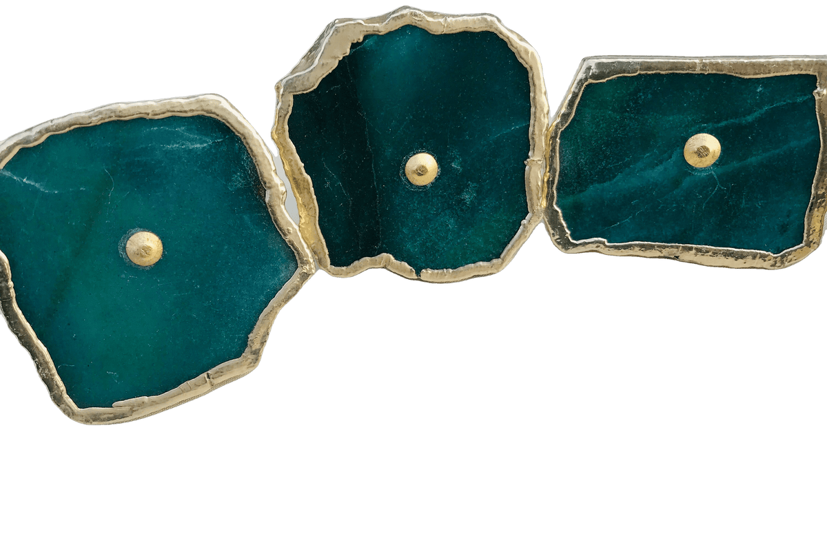 Emerald Green Agate Cabinet Door Pull Handle - Set of 6