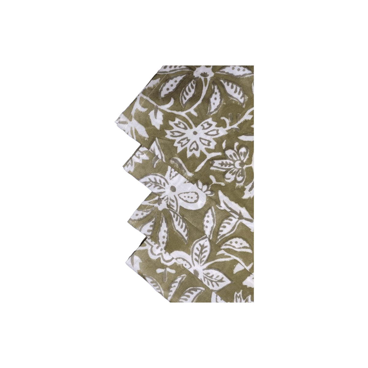 Emmy Green and White Block Printed Cotton Napkins