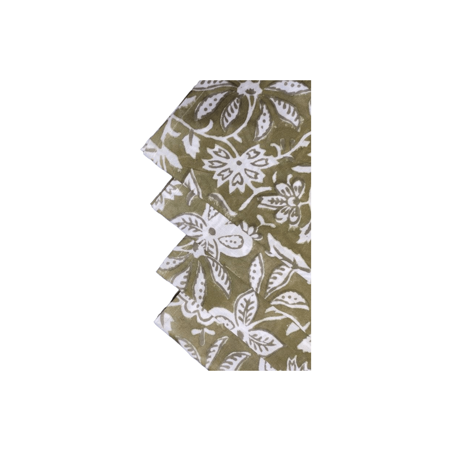 Emmy Green and White Block Printed Cotton Napkins