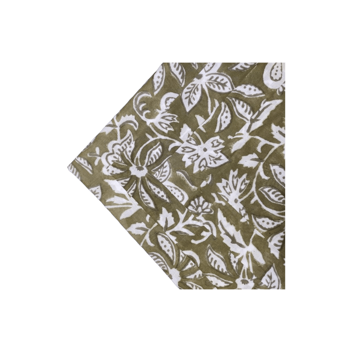 Emmy Green and White Block Printed Cotton Napkins