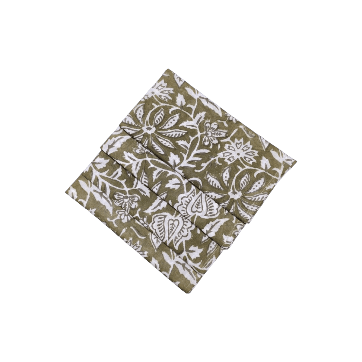 Emmy Green and White Block Printed Cotton Napkins