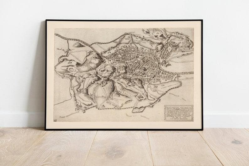 Engraved Plan of Rome 1557| Old Map Wall Decor - MAIA HOMES