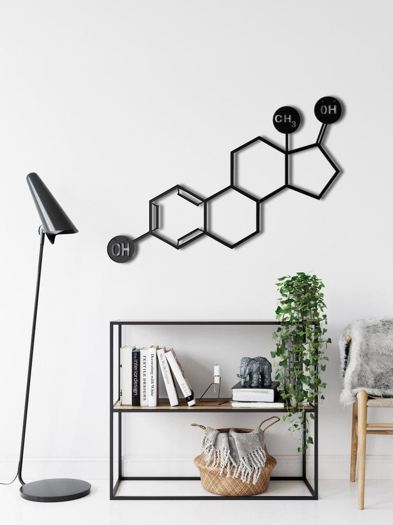 Estrogen Molecule Metal Wall Hanging Decor Black