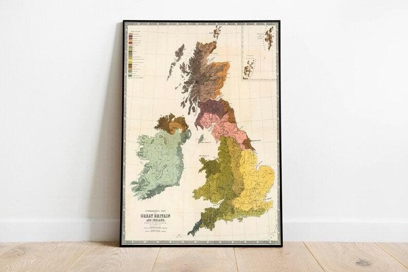 Ethnographic Map British Islands| Map of UK in Early 19th Century