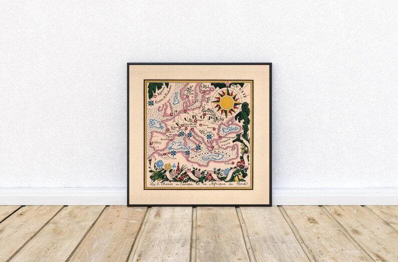 Europe Map Print| Art History