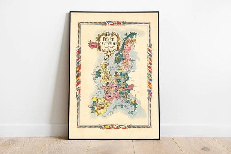 Europe Map Print| Art History - MAIA HOMES