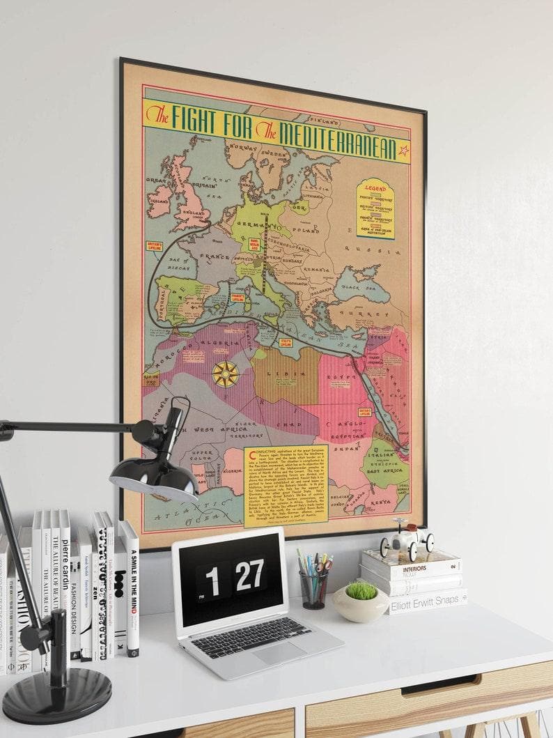 Europe World War 2 Map Print| Poster Print