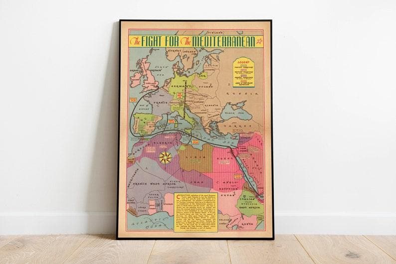 Europe World War 2 Map Print| Poster Print