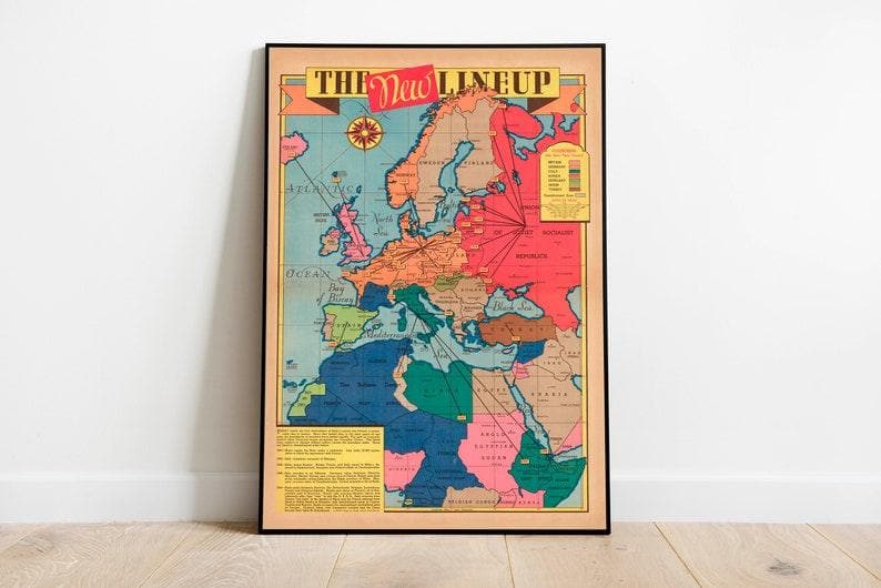 Europe World War 2 Map Print| Poster Print