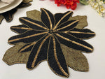 Exotic Flower Beaded Placemat, Gold/Black