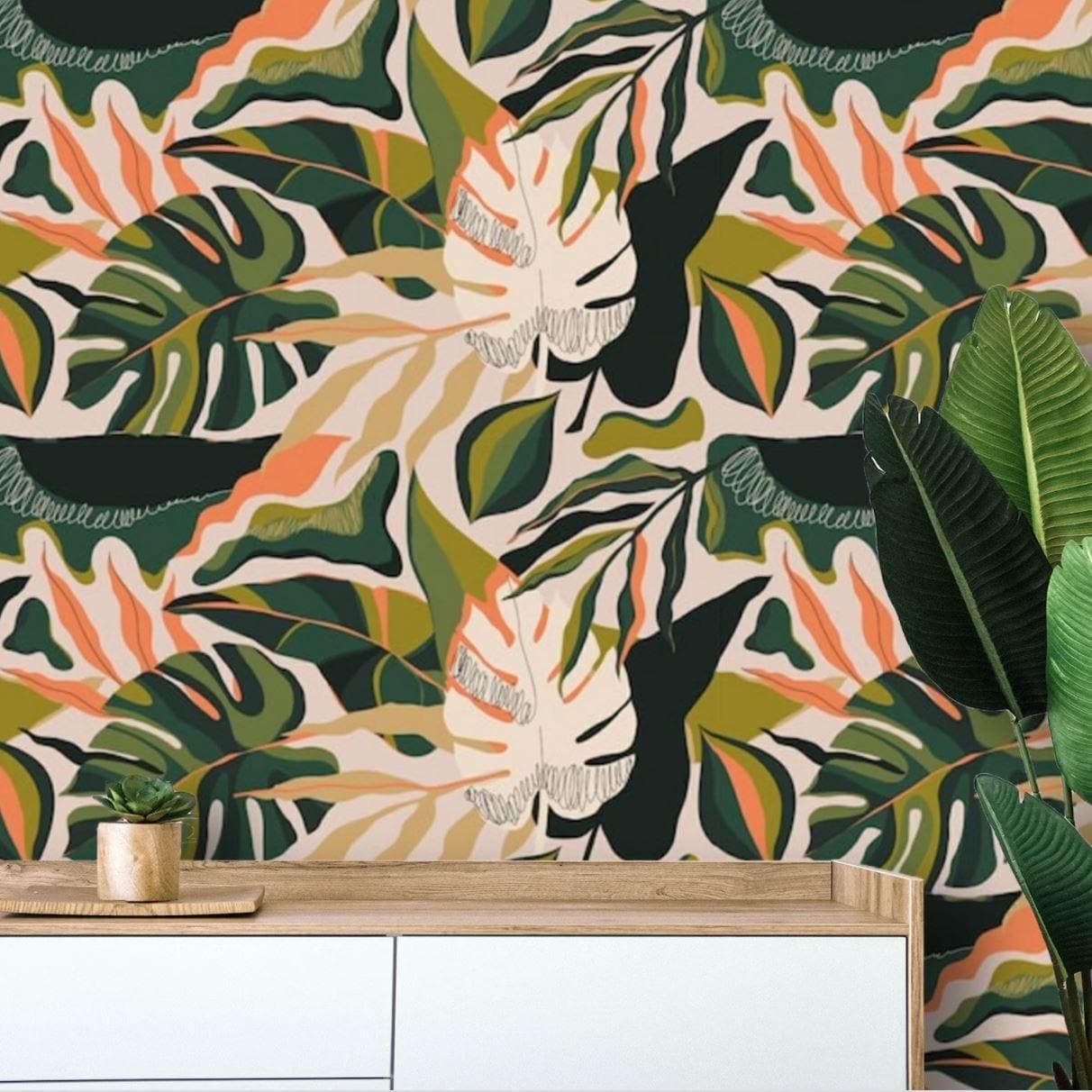 Exotic Leaves Tropical Wallpaper - MAIA HOMES
