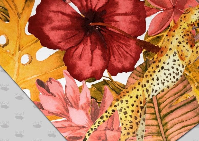 Exotic Red Hibiscus and Leopard Wallpaper