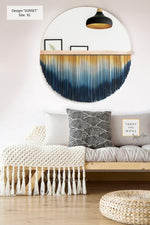 Extra Large Macramé Mirror Small: Ø 27.5 inches Sunset