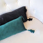 Extra Skinny Lumbar Pillow with Tassels - Black - MAIA HOMES