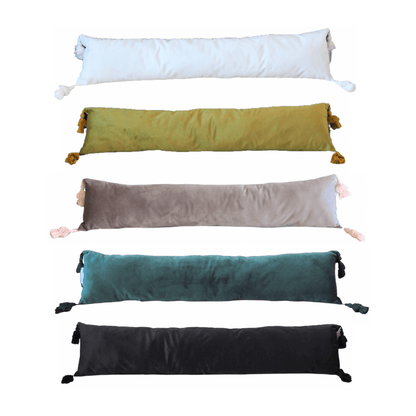 Extra Skinny Lumbar Pillow with Tassels - Green - MAIA HOMES
