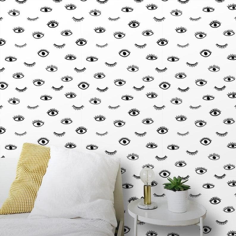 Eyes Minimalist Black and White Wall Paper