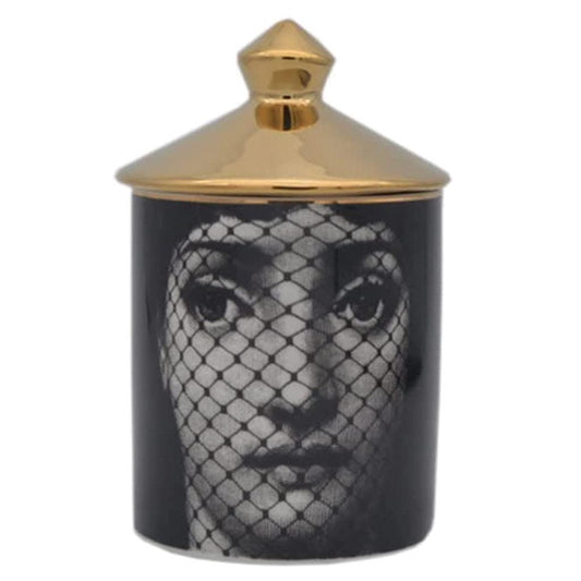 Face Net Lina Cavalieri Ceramic Aromatherapy Candle Jar with Lid - MAIA HOMES